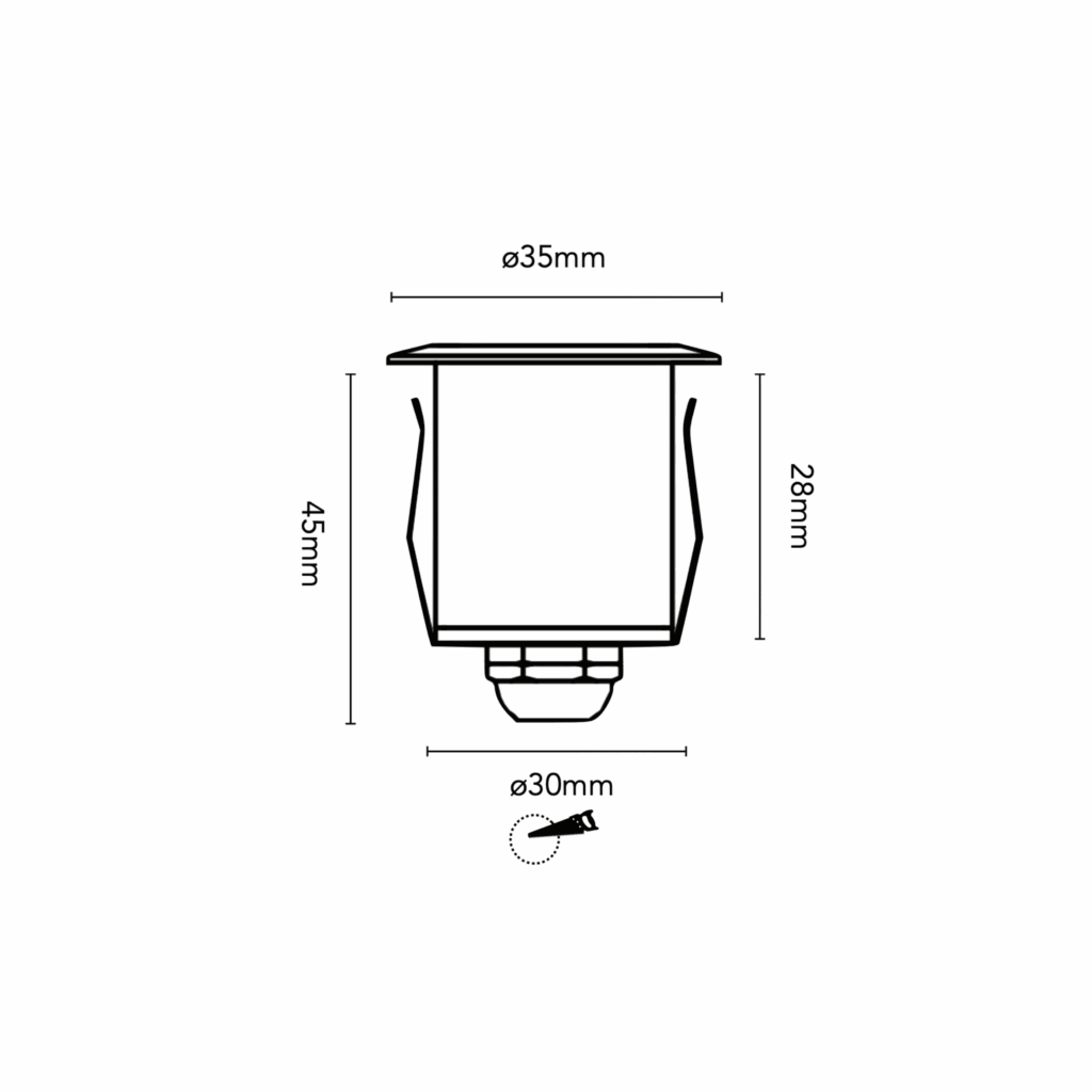 Schéma du produitIN1R-DC – ENCASTRÉ DE SOL 1W 24V