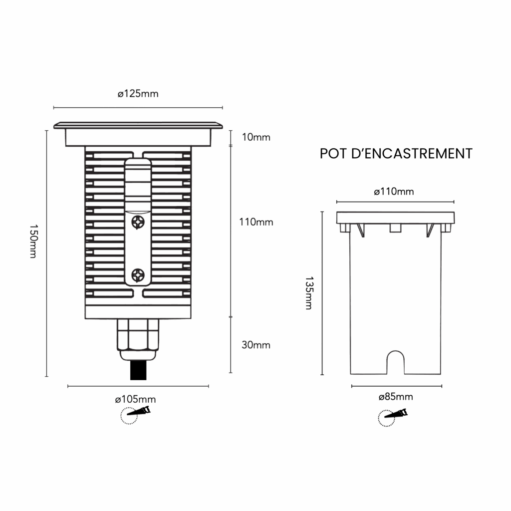 Schéma du produitENCASTRÉ DE SOL 11W